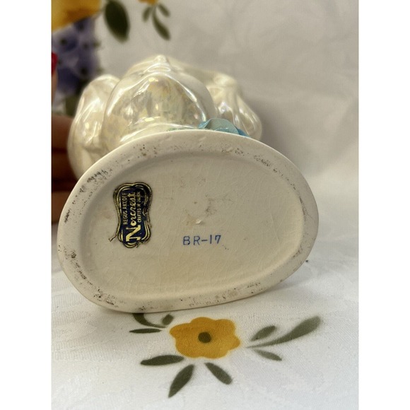 Vintage Norcrest Lustreware Lady Head Vase, BR-17, Blue Flower - Picture 8 of 11